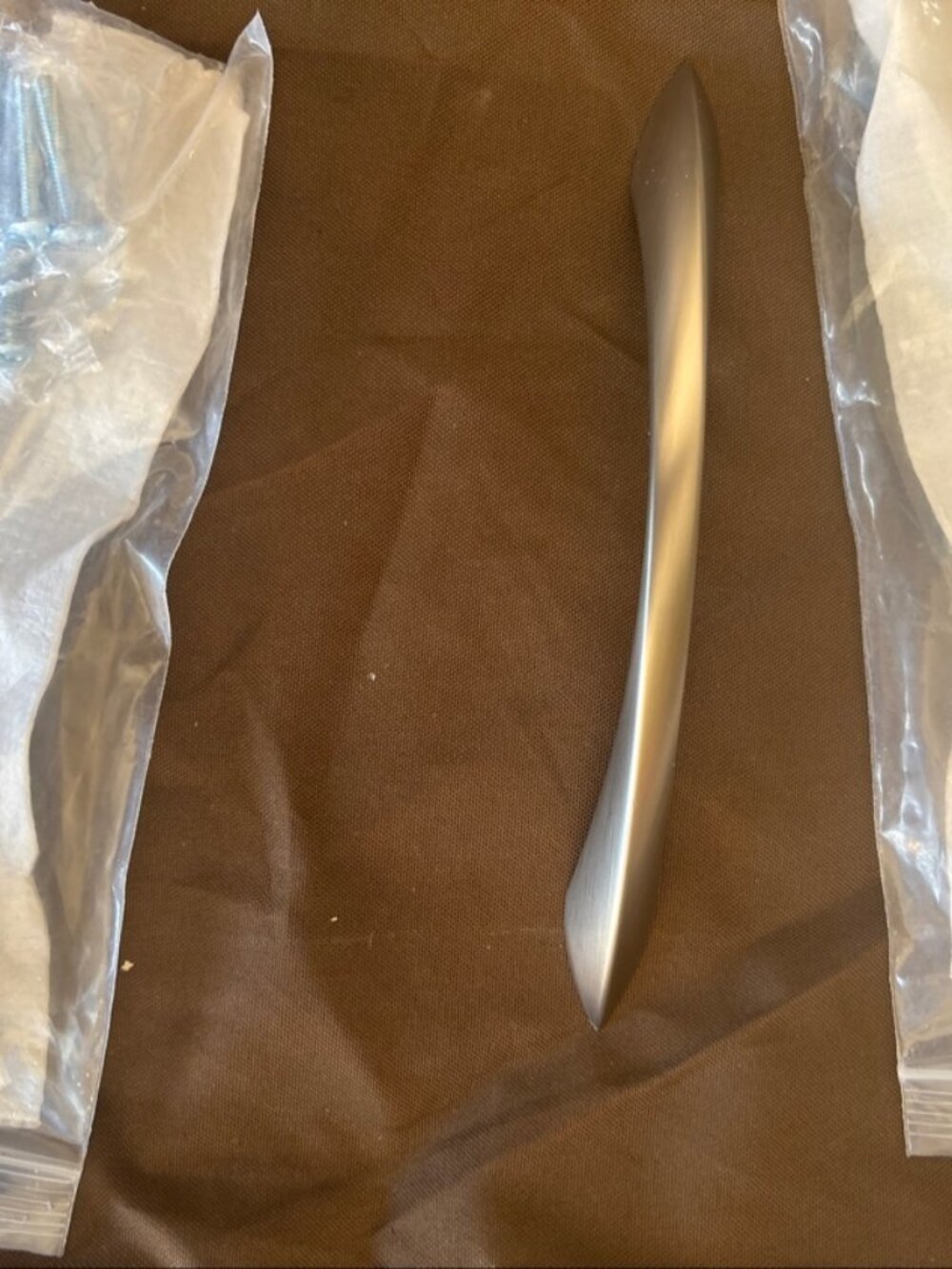 Brushed Nickel Wave Cabinet Pulls - Lot of 2, New
